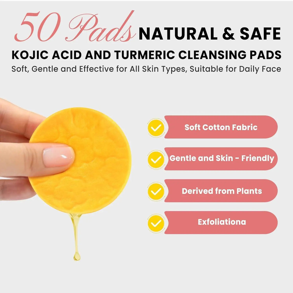 Kojic Acid Turmeric Cleansing Pads – Gentle Exfoliating Dark Spot Remover