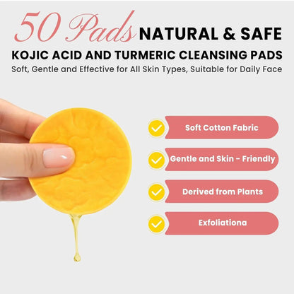Kojic Acid Turmeric Cleansing Pads – Gentle Exfoliating Dark Spot Remover