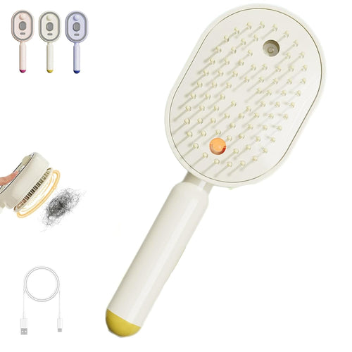 2-in-1 Electric Steam Brush – Misting Hair Brush with Water Spray & Vibration