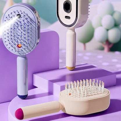 2-in-1 Electric Steam Brush – Misting Hair Brush with Water Spray & Vibration