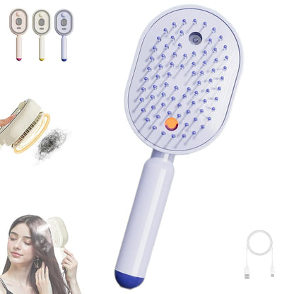 2-in-1 Electric Steam Brush – Misting Hair Brush with Water Spray & Vibration
