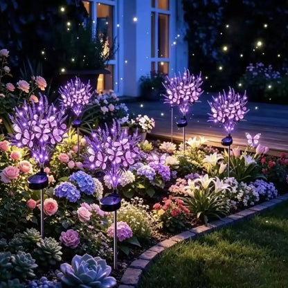 Solar Marigold & Butterfly Garden Stake Lights – Artificial Flower Solar Outdoor Lights