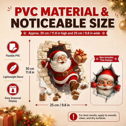 Christmas Creative Wall Sticker,Christmas Break-in 3D Wall Decal