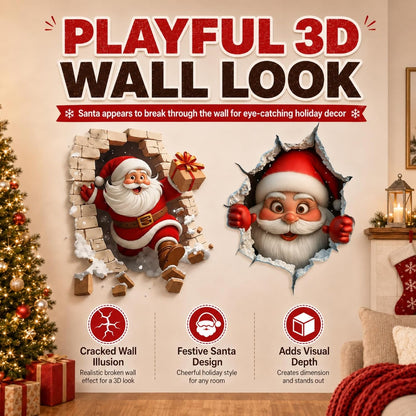 Christmas Creative Wall Sticker,Christmas Break-in 3D Wall Decal