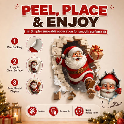 Christmas Creative Wall Sticker,Christmas Break-in 3D Wall Decal