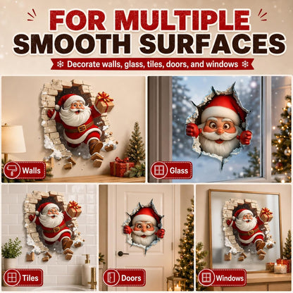 Christmas Creative Wall Sticker,Christmas Break-in 3D Wall Decal