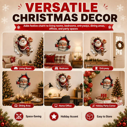 Christmas Creative Wall Sticker,Christmas Break-in 3D Wall Decal