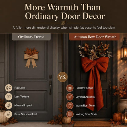 Autumn Bow Door Wreath – Warm Fall Front Door Decoration