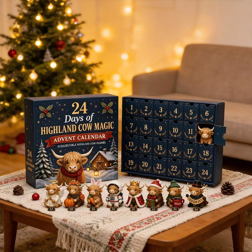 24 Days of Highland Cow Magic Advent Calendar – Collectible Cow Mini Figures Set