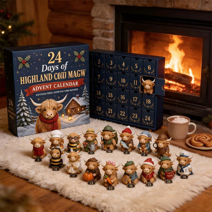 24 Days of Highland Cow Magic Advent Calendar – Collectible Cow Mini Figures Set