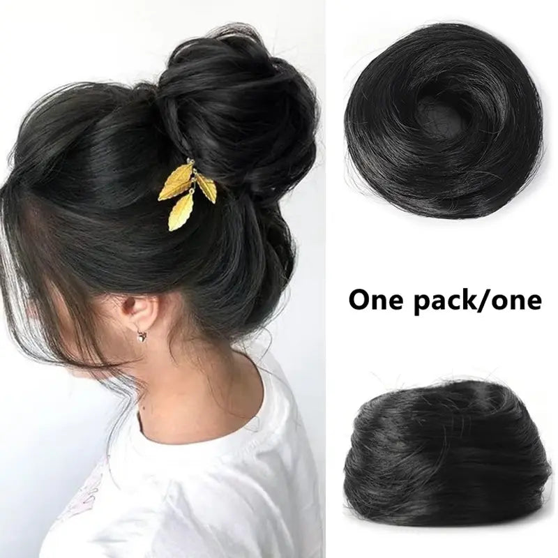 Synthetic Fiber Fake Hair Bun Extension – Messy Updo with Instant Volume