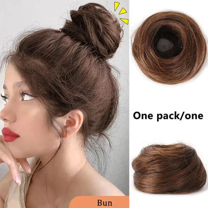 Synthetic Fiber Fake Hair Bun Extension – Messy Updo with Instant Volume