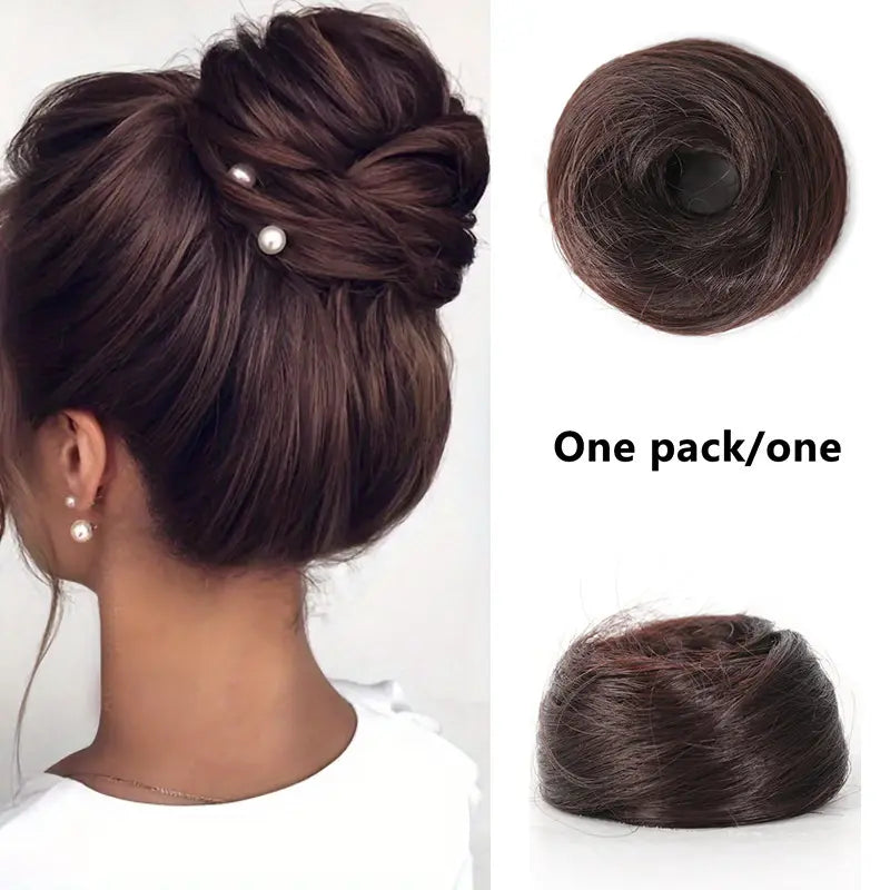 Synthetic Fiber Fake Hair Bun Extension – Messy Updo with Instant Volume