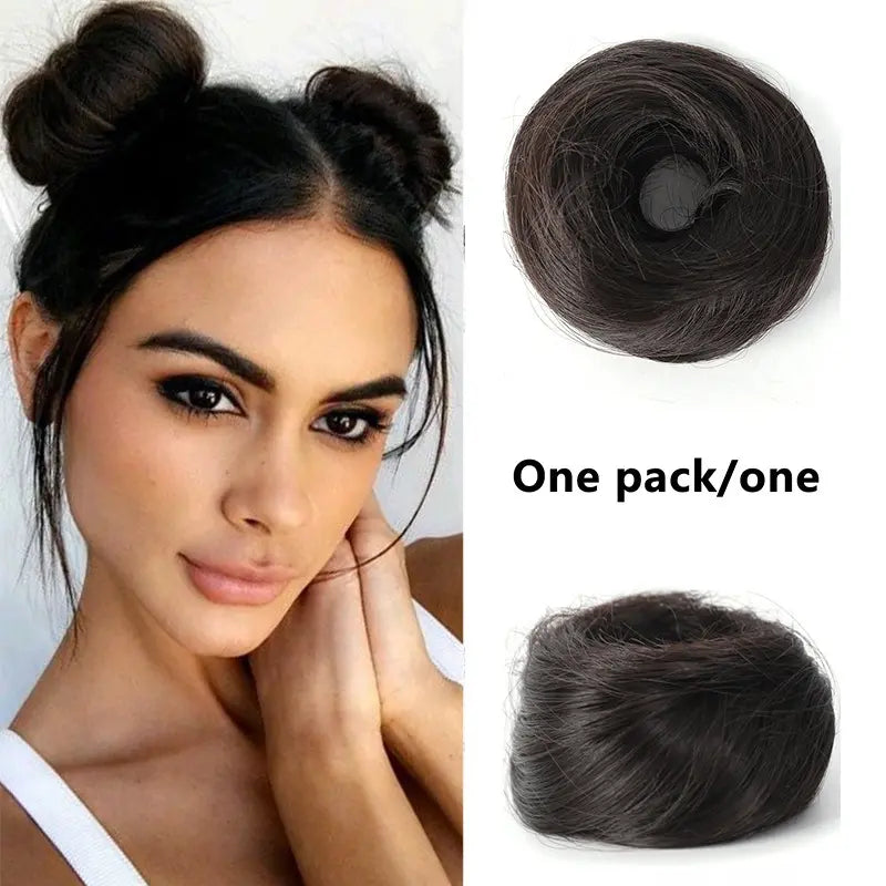 Synthetic Fiber Fake Hair Bun Extension – Messy Updo with Instant Volume