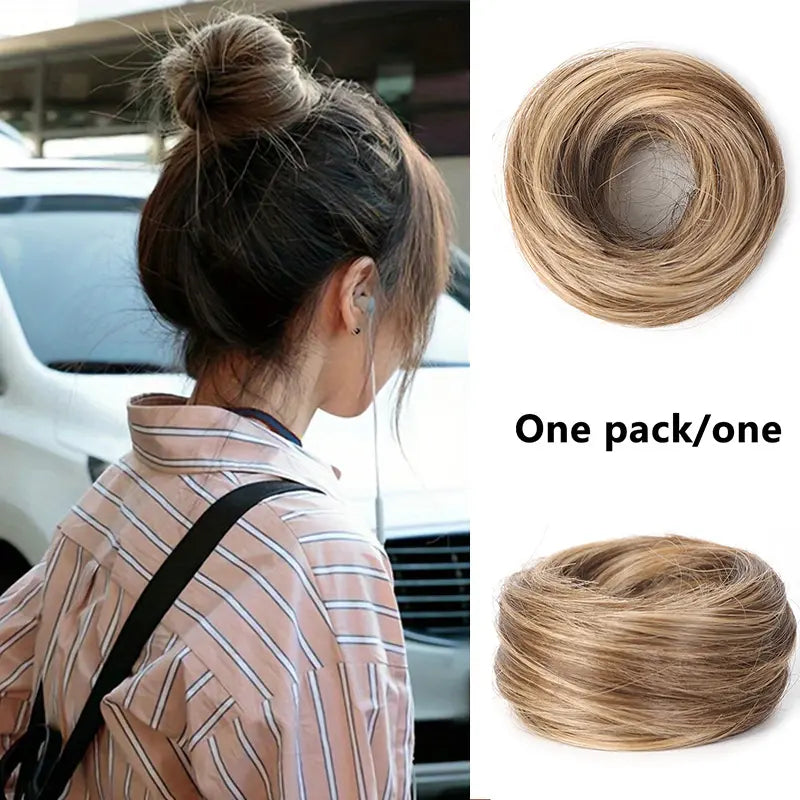 Synthetic Fiber Fake Hair Bun Extension – Messy Updo with Instant Volume