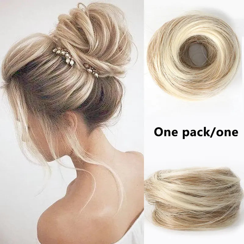 Synthetic Fiber Fake Hair Bun Extension – Messy Updo with Instant Volume