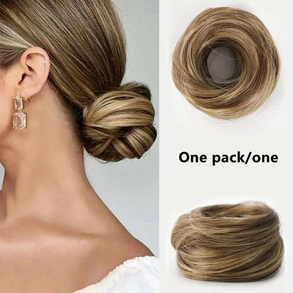 Synthetic Fiber Fake Hair Bun Extension – Messy Updo with Instant Volume
