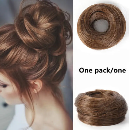 Synthetic Fiber Fake Hair Bun Extension – Messy Updo with Instant Volume