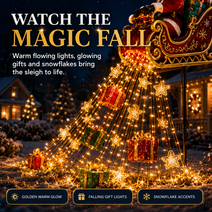 2026 New Santa’s Flying Sleigh Gift Cascade – Solar Christmas Garden Light