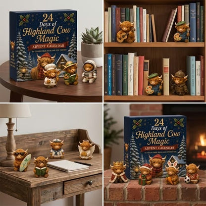 🐮24-Day Highland Cow Advent Calendar – 24 Collectible Cow Figures