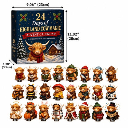 🐮24-Day Highland Cow Advent Calendar – 24 Collectible Cow Figures