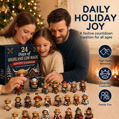 🐮24-Day Highland Cow Advent Calendar – 24 Collectible Cow Figures