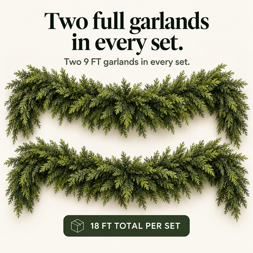 🎀Real Touch Christmas Cedar Garland – Artificial Greenery for Mantel, Staircase & Door Decor