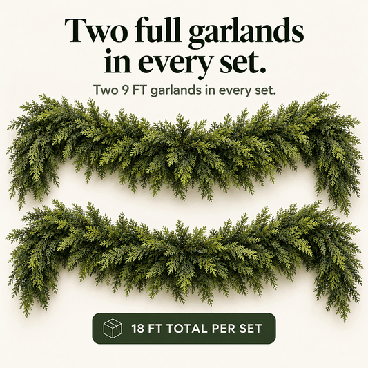 🎀Real Touch Christmas Cedar Garland – Artificial Greenery for Mantel, Staircase & Door Decor