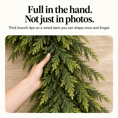 🎀Real Touch Christmas Cedar Garland – Artificial Greenery for Mantel, Staircase & Door Decor