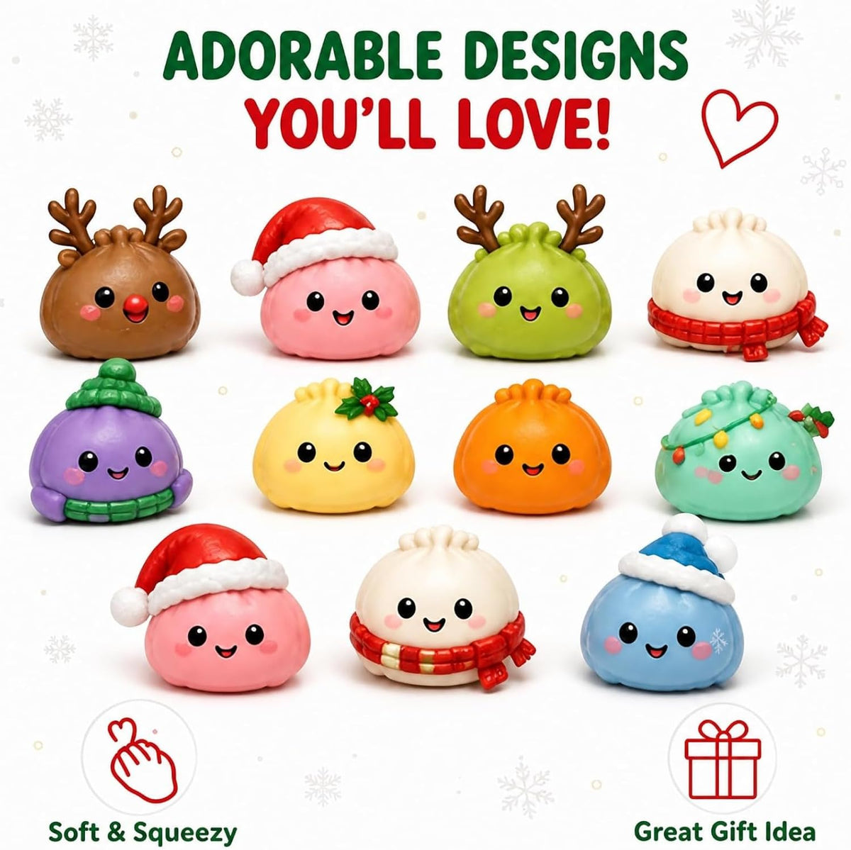 🎀Christmas Mini Squishies Advent Calendar 2026 – 24-Day Dumpling Squeeze Toy Countdown Calendar
