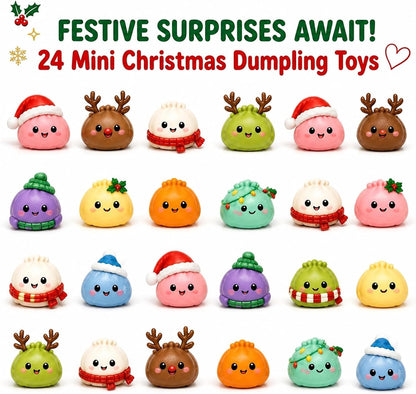 🎀Christmas Mini Squishies Advent Calendar 2026 – 24-Day Dumpling Squeeze Toy Countdown Calendar