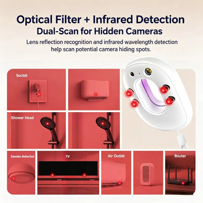 🎀2026 Upgraded 2nd Gen Hidden Camera Detector – Infrared Lens Finder with 3D Spatial Detection Chip