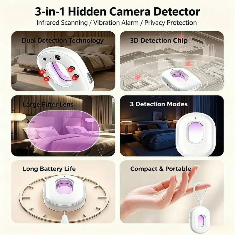 🎀2026 Upgraded 2nd Gen Hidden Camera Detector – Infrared Lens Finder with 3D Spatial Detection Chip