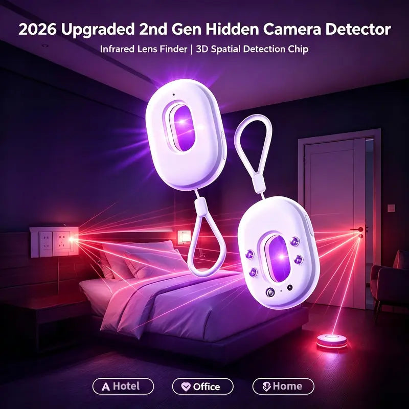 🎀2026 Upgraded 2nd Gen Hidden Camera Detector – Infrared Lens Finder with 3D Spatial Detection Chip