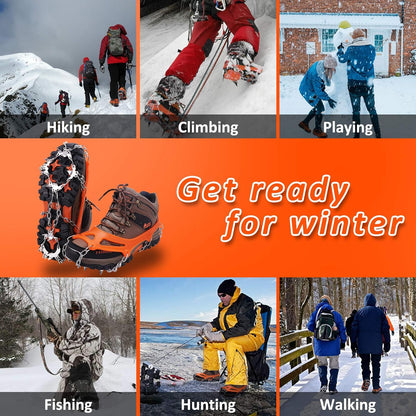 🎉Crampons for Shoes, Traction Cleats Ice Snow Grips with 19 Stainless Steel Spikes