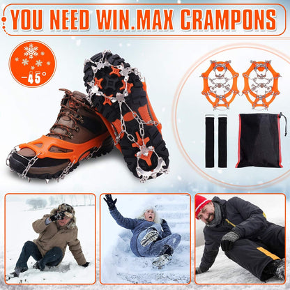 🎉Crampons for Shoes, Traction Cleats Ice Snow Grips with 19 Stainless Steel Spikes