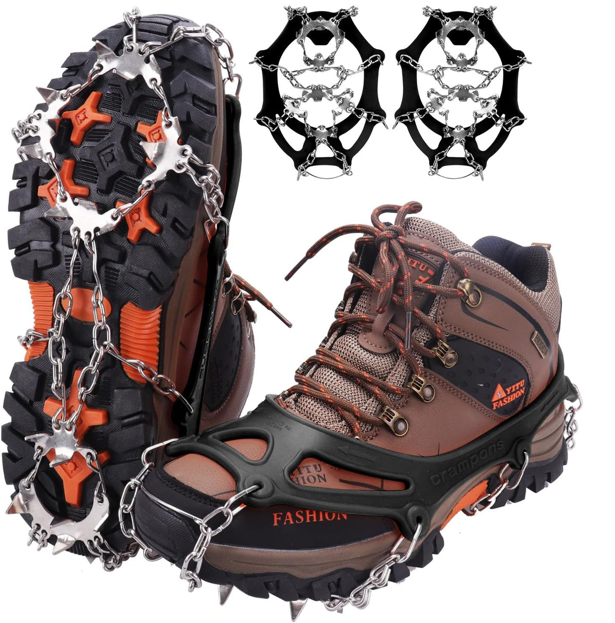 🎉Crampons for Shoes, Traction Cleats Ice Snow Grips with 19 Stainless Steel Spikes