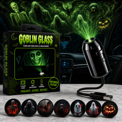 ❤️Halloween Car Projector – 7 Spooky Scenes, USB Plug & Play
