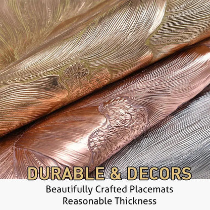 🎀 Embossed Flower Placemat Set – 3-Count Metallic Peony Table Mats in Rose Gold, Champagne & Silver