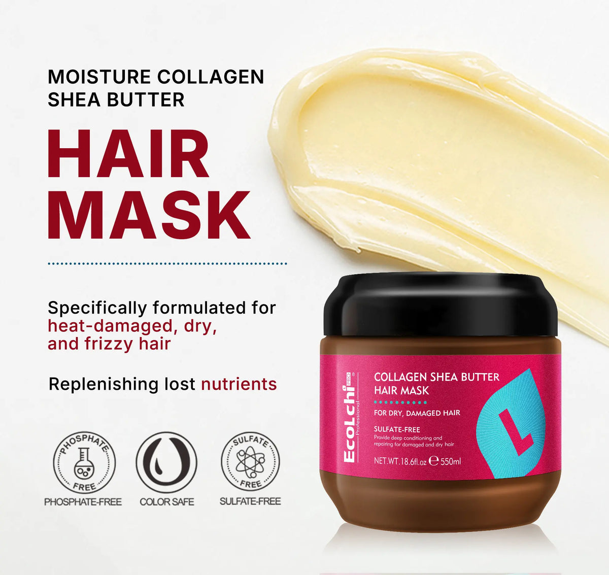 ❤️Deep Repair Collagen + Shea Butter Hair Mask – 550ml