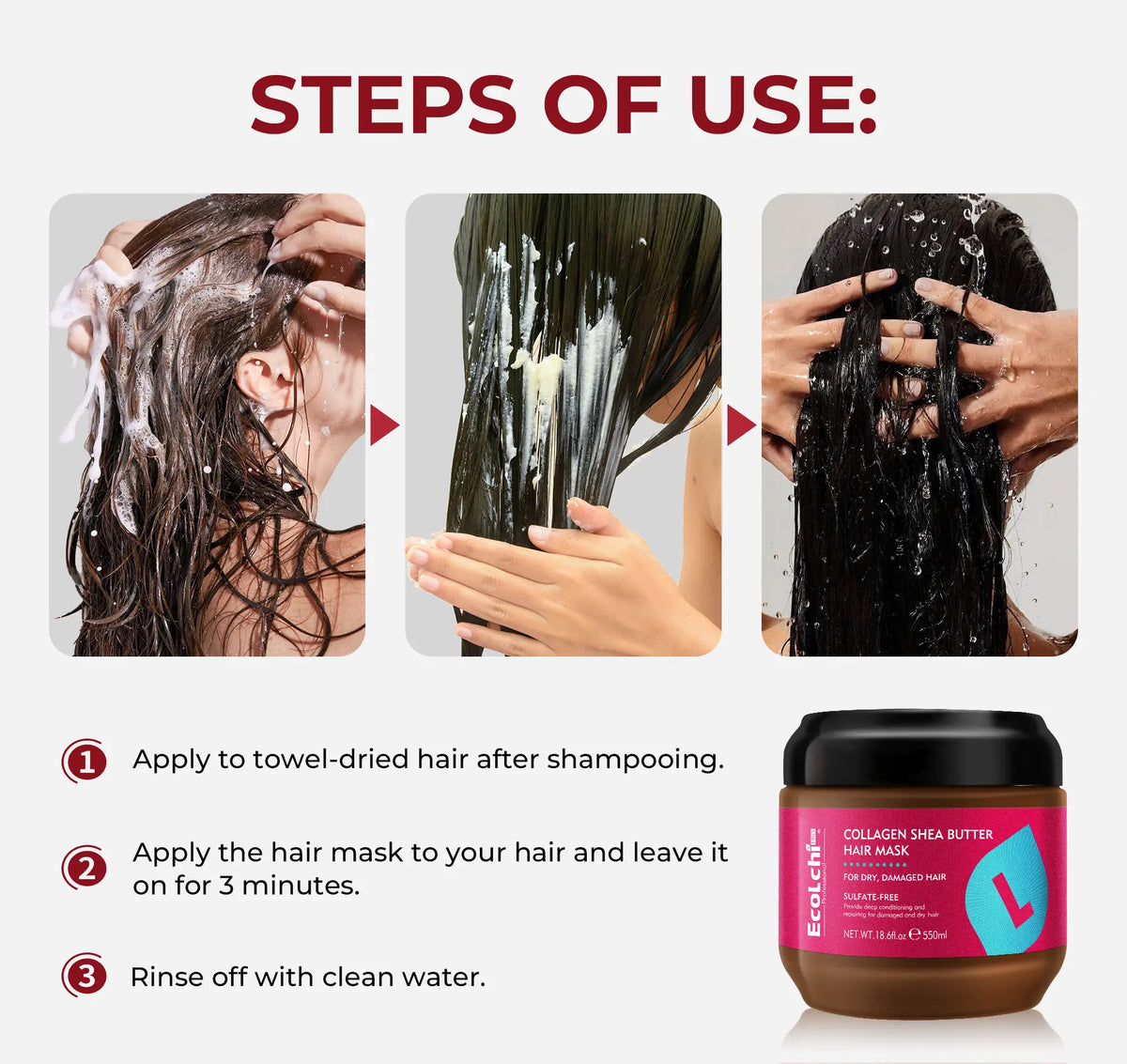 ❤️Deep Repair Collagen + Shea Butter Hair Mask – 550ml