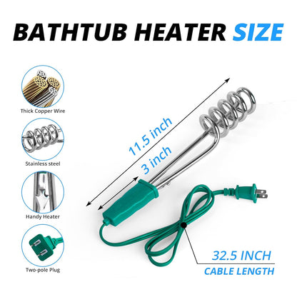 🎀Earthtec Portable Pool and Tub Heater – 1500W Immersion Water Heater
