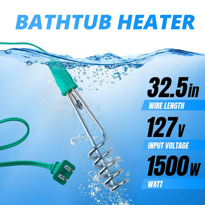 🎀Earthtec Portable Pool and Tub Heater – 1500W Immersion Water Heater