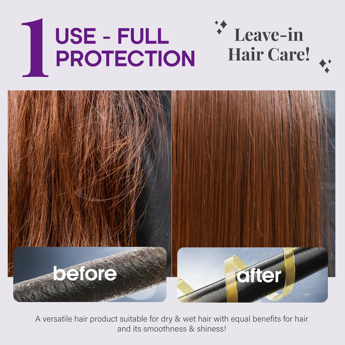 🎀Hydrating Hair Serum – Leave-In Conditioner with Keratin, Biotin, Castor & Rosemary Oils