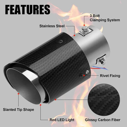 ❤️Carbon Fiber LED Exhaust Tip – Heat-Resistant Custom Glow