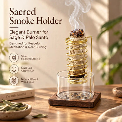 🎀Metal Palo Santo Burner Stand with Glass Ash Tray – Sage Holder for Meditation, Yoga & Spa