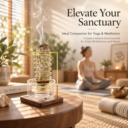 🎀Metal Palo Santo Burner Stand with Glass Ash Tray – Sage Holder for Meditation, Yoga & Spa