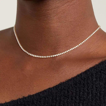 🎀Tewiky Tennis Necklace for Women – 14K Gold Plated / Sterling Silver Cubic Zirconia Choker