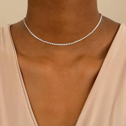 🎀Tewiky Tennis Necklace for Women – 14K Gold Plated / Sterling Silver Cubic Zirconia Choker
