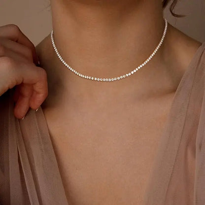 🎀Tewiky Tennis Necklace for Women – 14K Gold Plated / Sterling Silver Cubic Zirconia Choker